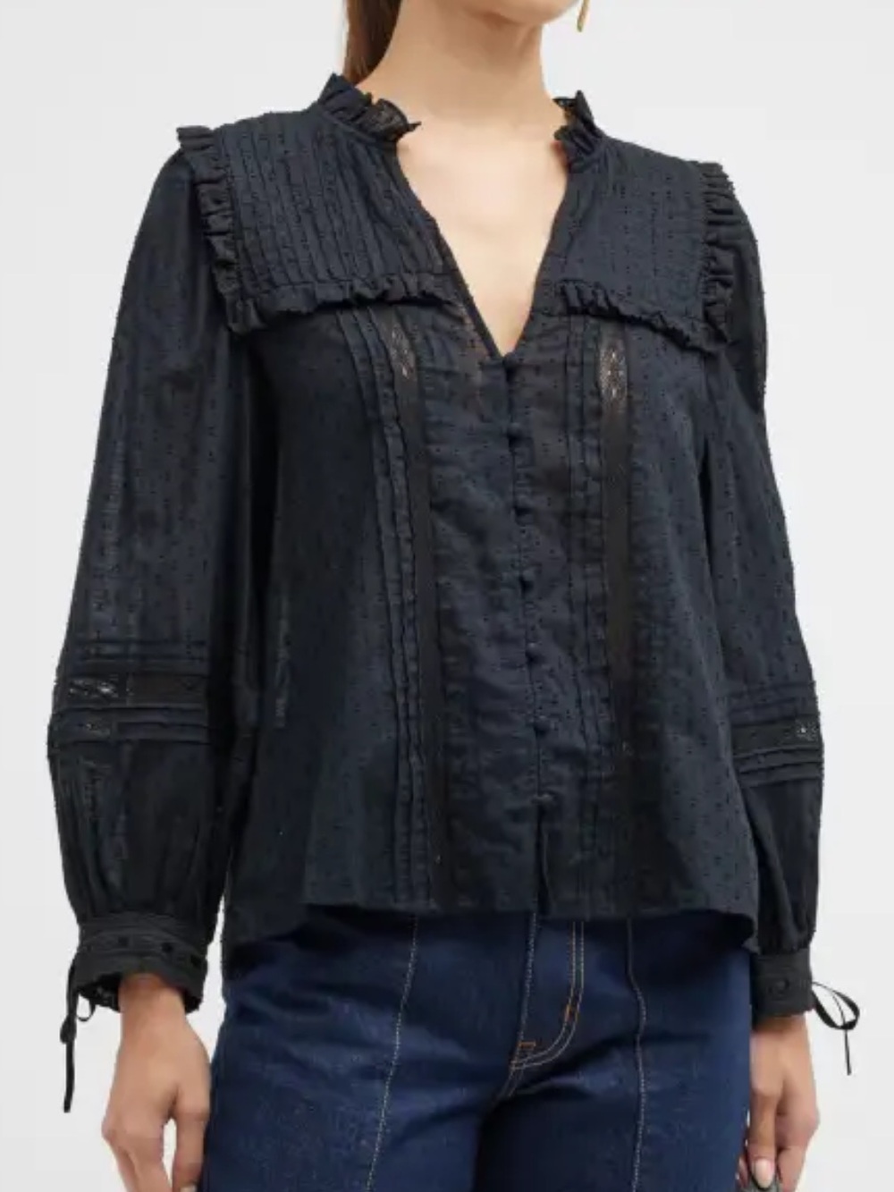Cleobella Alexia Black Tassel Peasant Blouse